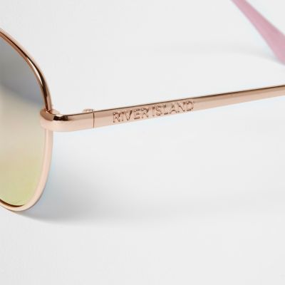 Pink aviator rose gold tone sunglasses